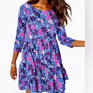 Lilly Pulitzer Geanna Swing Dress Boca Blue Birds Eye View XXS